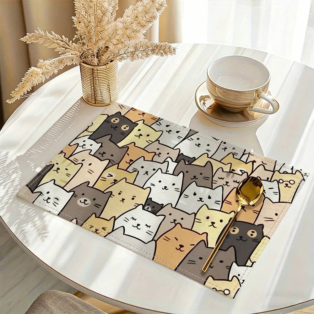 Cute Cartoon Cats Print Placemats For Cafes Casual Restaurants Outdoor Picnics Camping