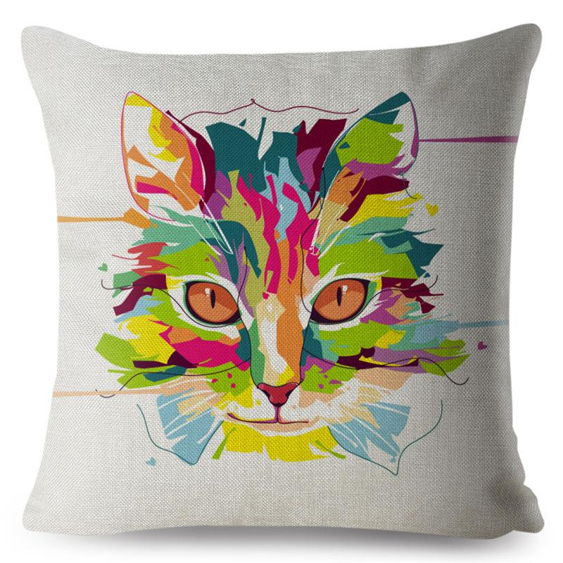 Kaufe Cute Cartoon Watercolor Cat Print Throw Pillow Cover 45*45 Square