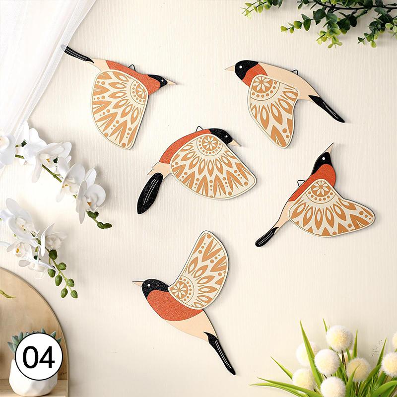 5Pcs Wooden Black Bird Wall Decor Art Vintage Gothic Home Decor for Living Room Bathroom Kitchen Decorations Indoor Outdoor Gift