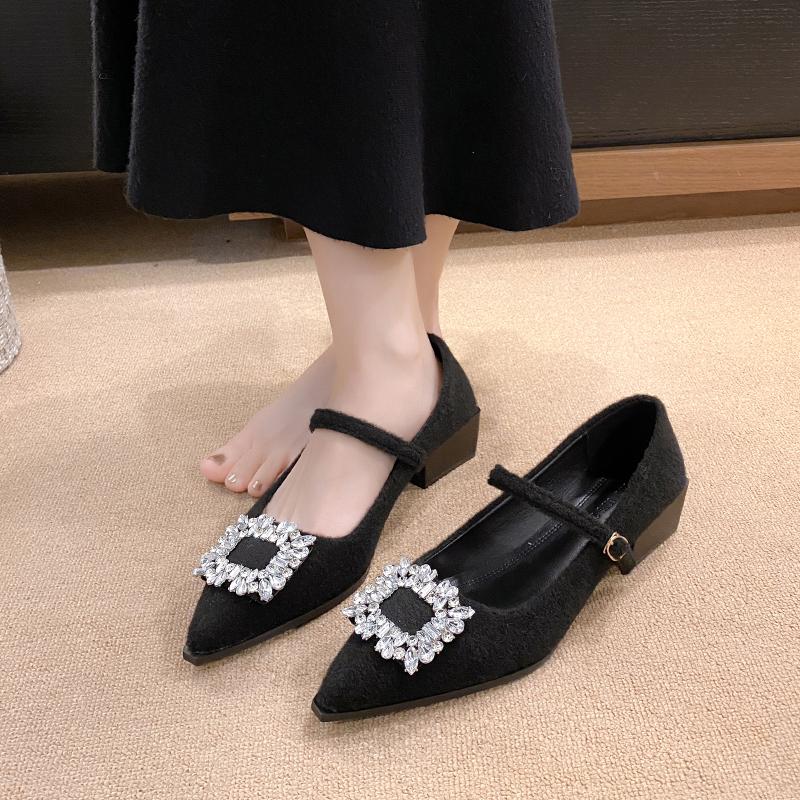 

Кроссовки Женские Фетровые Туфли Мэри Джейн Квадратный Носок Балетки Новая Мода Ремешок с Пряжкой Женская Обувь Весна Осень Zapatillas Mujer 35 чёрный