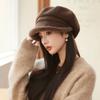 Autumn and Winter Hats for Women with High End Thick Plush Edge Octagonal Hat Solid Color Versatile Baseball Cap Warm Newspaper Baby Hat