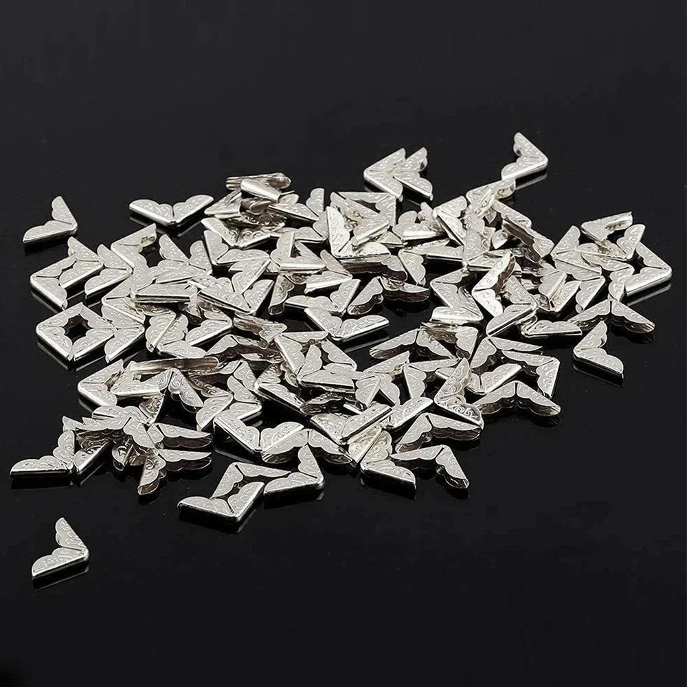 100Pcs Metal Book Corner Protector Vintage Scrapbook Photo Album Notebook Menus Folder Protecting Golden Silver Bronze MIT