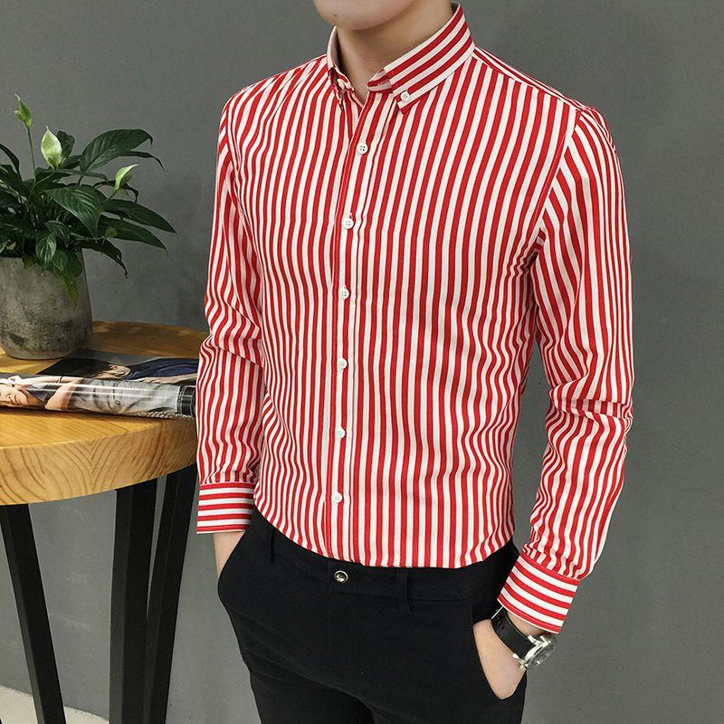 Stylish And Classy New Large Vertical Stripes Long-sleeved Shirt For Men