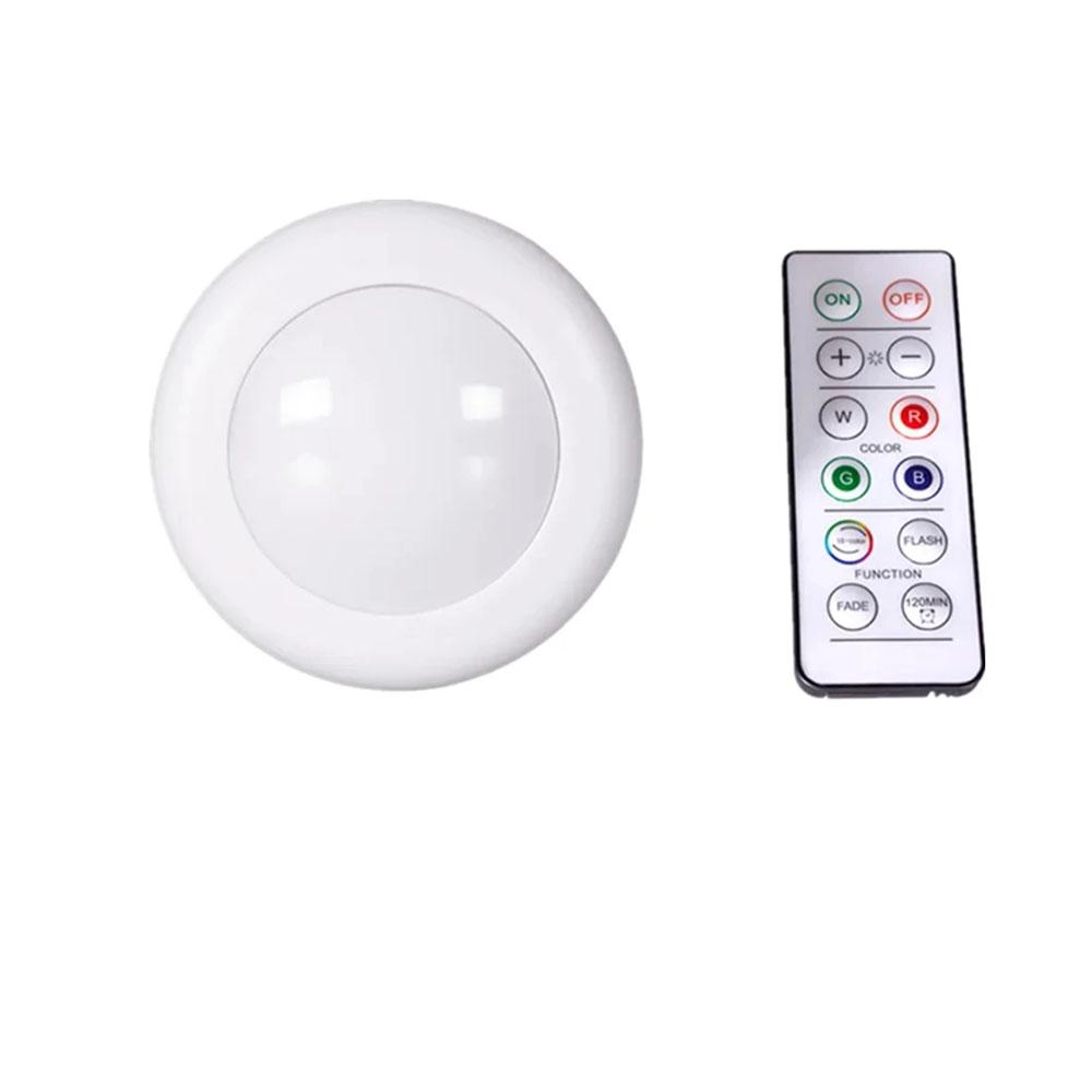

16 цветов Подсветка под шкаф Диммируемые светодиодные круглые ночники Портативные светильники для шкафа, кухни, кладовки с пультом и сенсорным управлением 1 Lamp 1 Remote