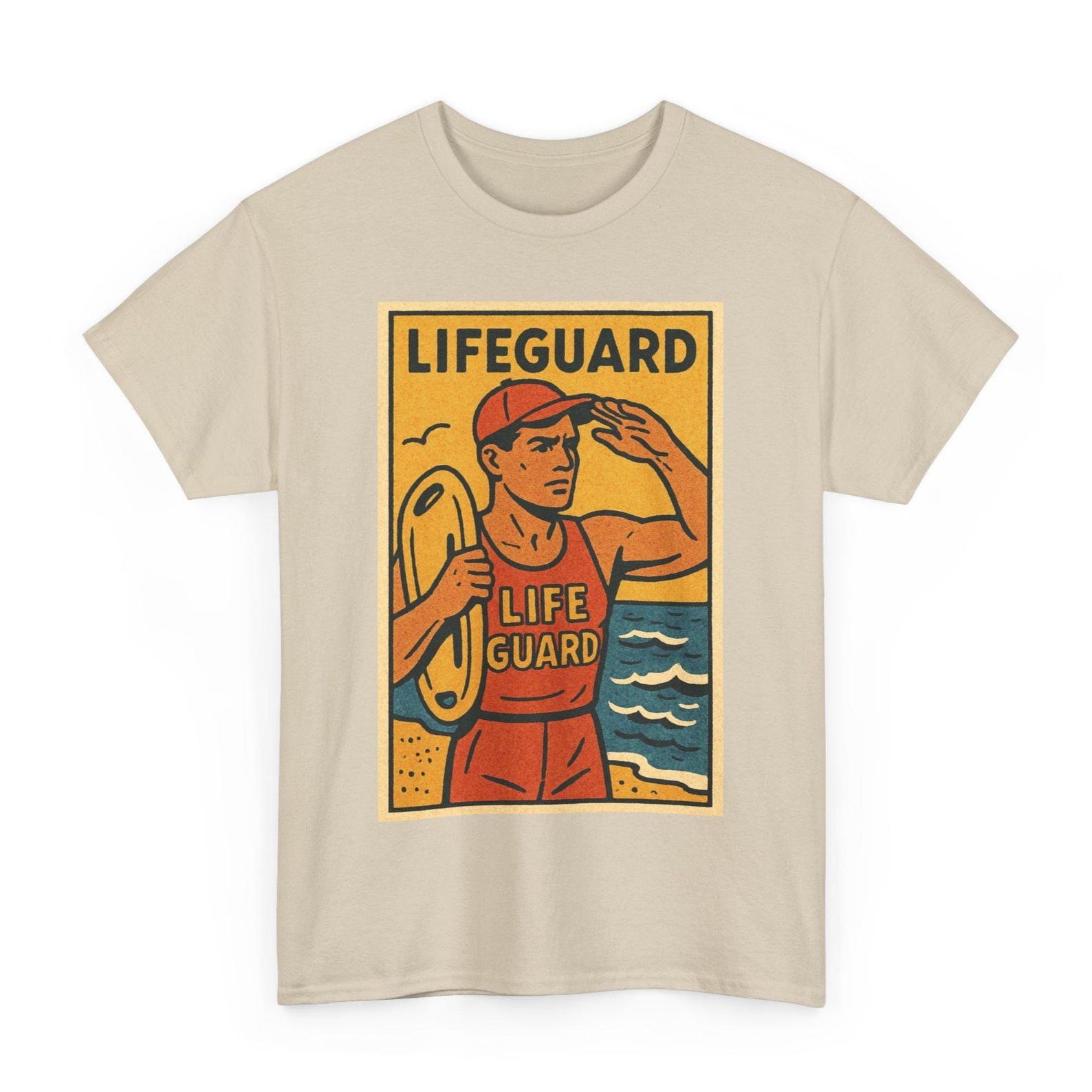 Retro Lifeguard T-Shirt: Unisex Comic Style Beach Tee M