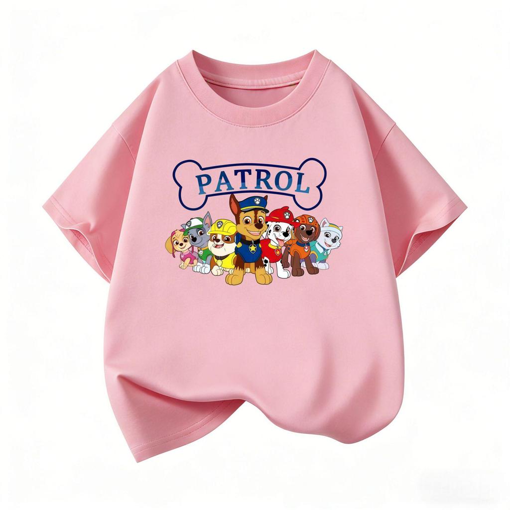 High-Quality Boys' Autumn Cartoon Print Short-Sleeve Round Neck Shirt