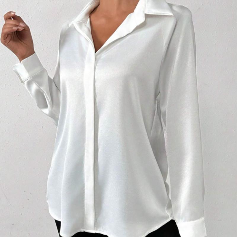 Satin Satin Imitation Silk Long-sleeved Shirt for Women In Spring/Summer 2025