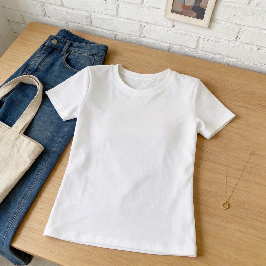 Basic Cotton T Shirt For Women With Short Sleeves And Round Neck For Casual Summer Wear