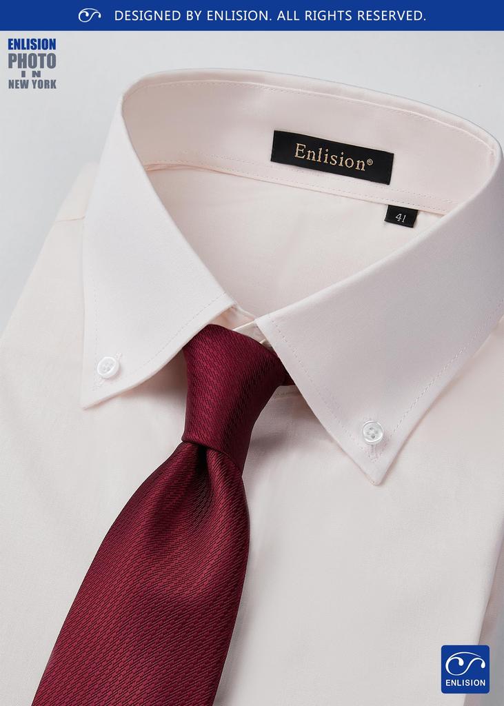 Enlision Casual Long Sleeve Dress Plus Sizes Available Men's Button-Down Shirt, Pink, Cotton,
