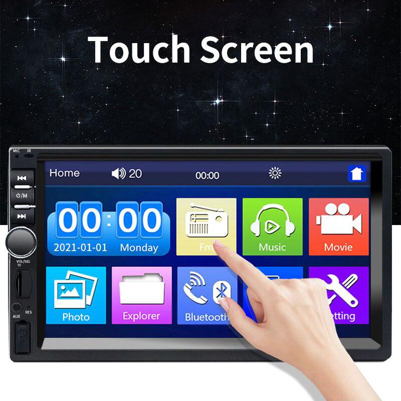 Car Radio 2 Din Bluetooth HD 7" Multimedia MP5 Player Touch Screen FM USB ISO Power Aux Input Support Rear View Camera Car Navigation Screen Dashcam