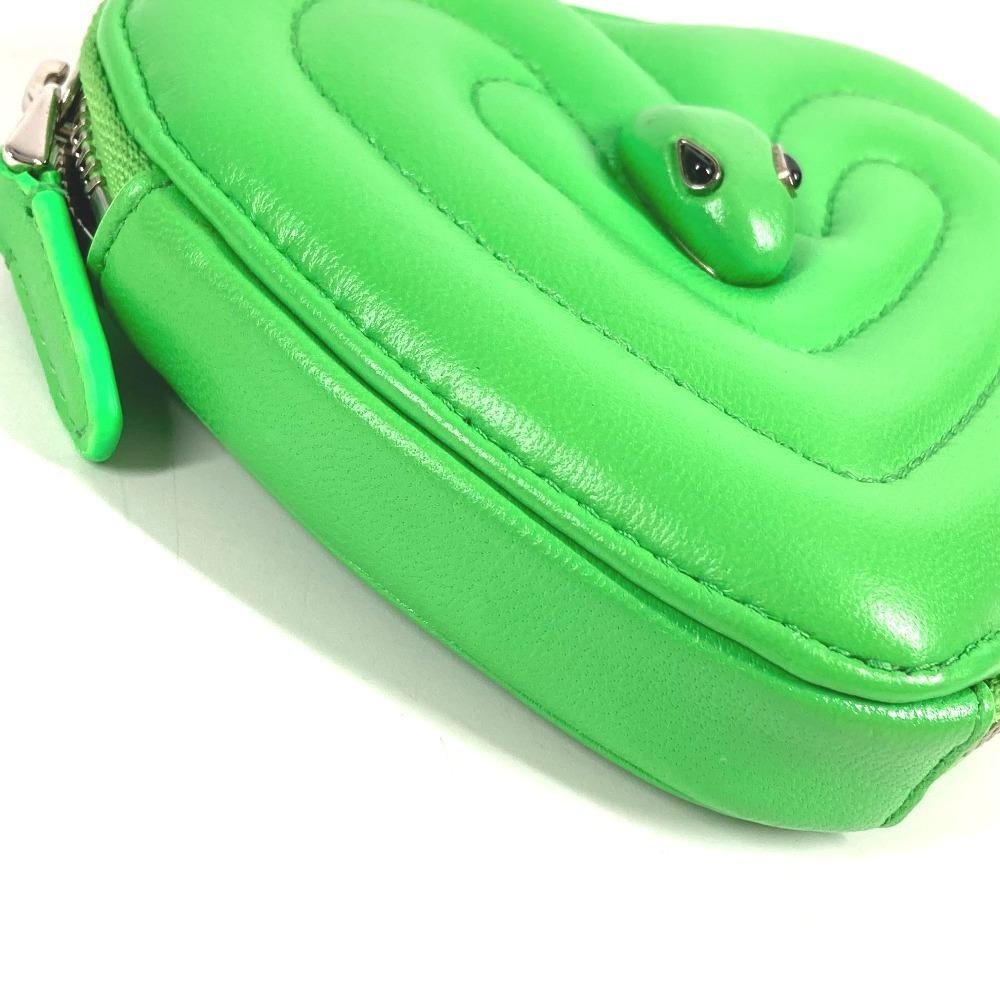BVLGARI AMBUSH Logo Heart Wallet Coin Compartment coin purse Leather Green