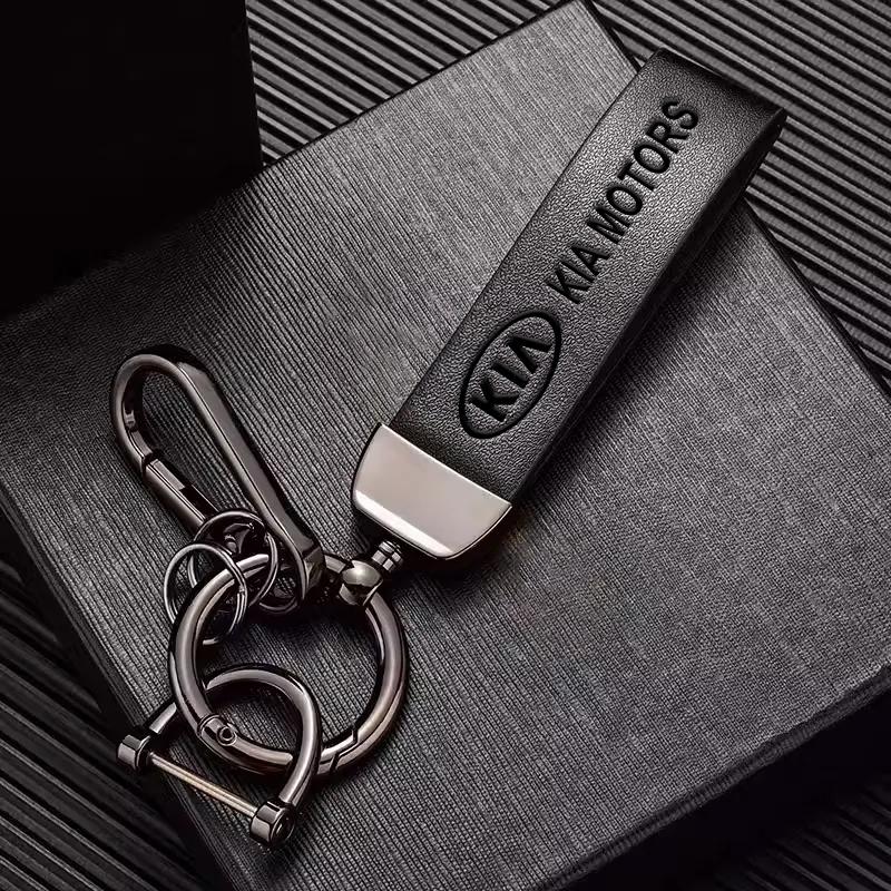Car Key Rings Leather Auto Logo Keychain Accessories For KIA EV6 Stinger RIO Sorento Picanto Ceed Borrego Syros K4 K5 Sonet ulsap11