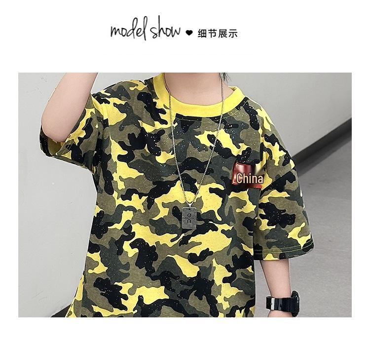 2026 Trendiges Silber-Camouflage Kurzarm-Sport-Zweiteiler-Set für Kinder