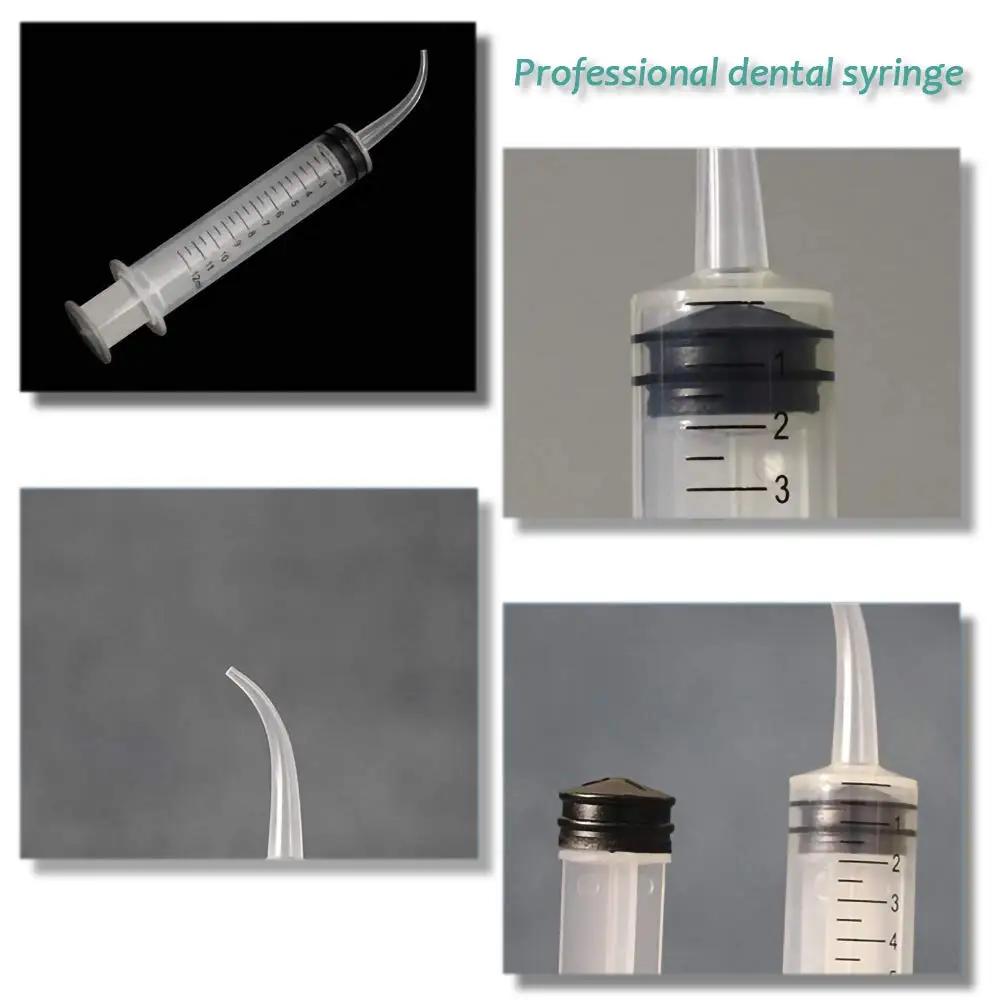 10 Pcs Dental Disposable Irrigation Syringe With Curved Tip 12CC for Dentist Use Dental Consumable Material