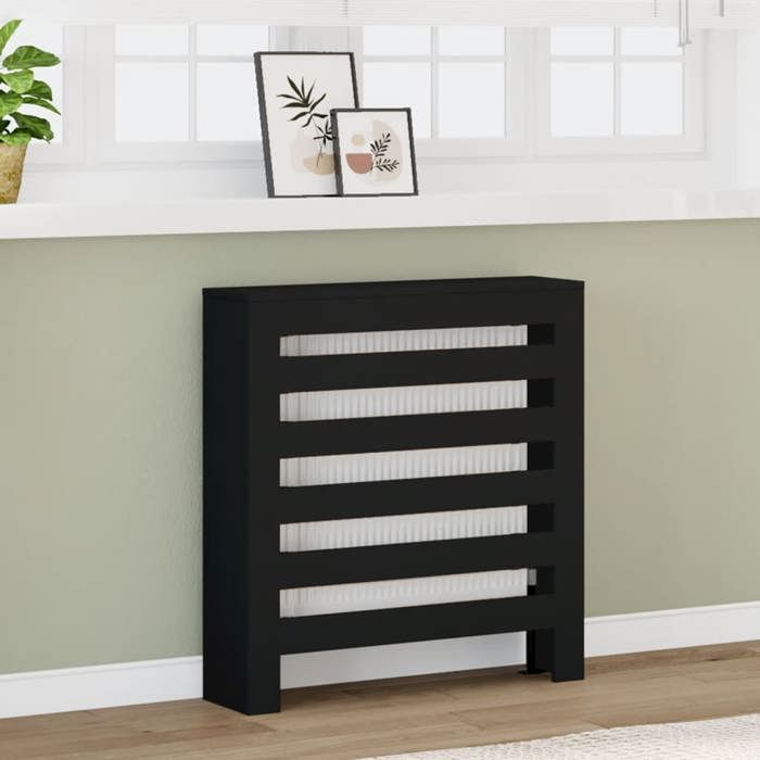 VidaXL Black Radiator Cover 78x20x82 Cm Engineered Wood, Radiator Cap, Top Radiator Cover, Profile Radiator 852682