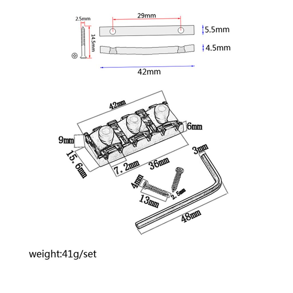 42mm Guitar Locking Nut String Lock + String Retainer Bar with Allen Wrench