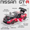 1/24 Scale Nissan GTR Diecast Car Model Toy, Pull Back Toy Vehicle with Sound and Light for Kids Toddler Boys Girls Gift Collection