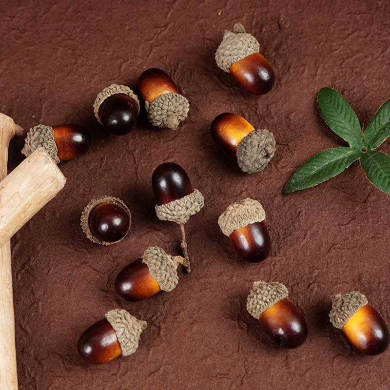 Artificial Nut Decoration Set Brown Textured LDPE Plastic Nut 50 Piece Set for Wreath Projects, Table Styling, Party Scenes Y5GB
