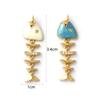 1 Pièce Laiton Océan 3D Émail Forme d'Os de Poisson Animal Charme Mobile Pendentif Plaqué Or 18K Pour Collier Fabrication DIY 3.1x1cm