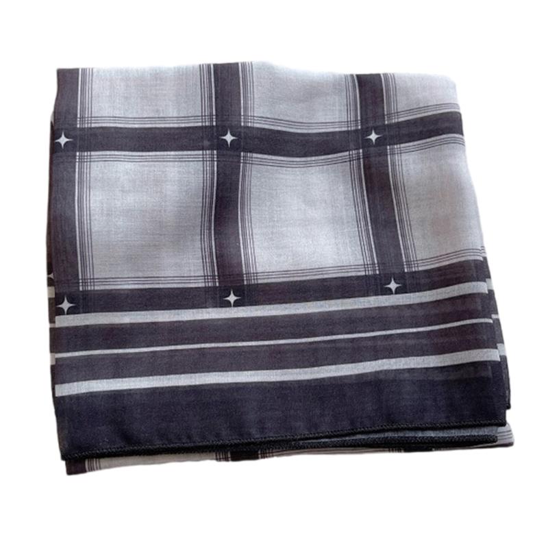 Underweight Cotton Scarf With Timeworn Checkered Pattern Soft Friendly Square Neckwear for Daily Outfits
