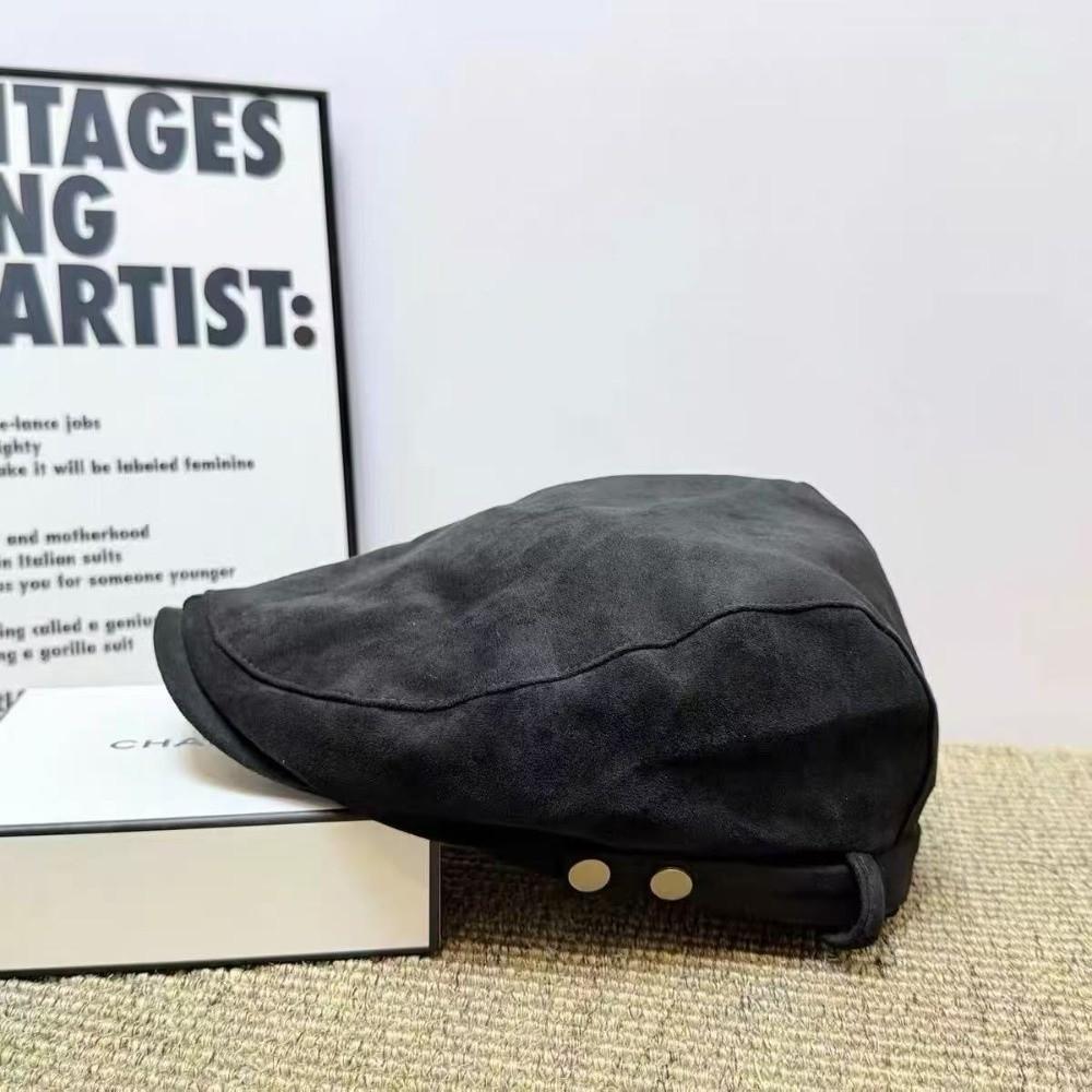 55cm to 59cm Vintage Beret Hat Suede Earflap Cap Artistic Hat Retro Newsboy Cap Outdoor Activities