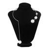 Minimalist Geometric Round Bead Clavicle Necklace with Imitation Pearls - European & American Cold Style