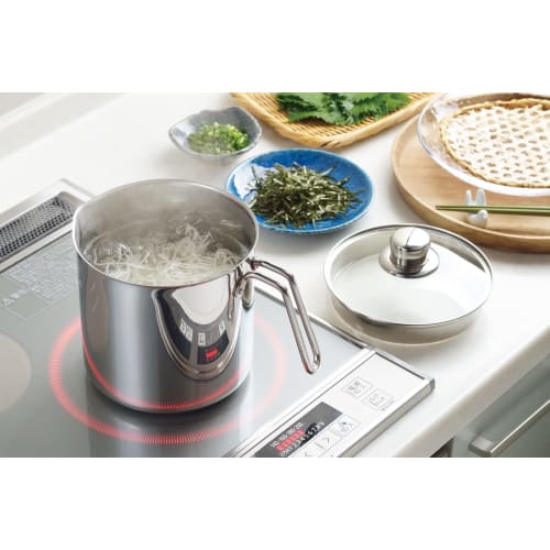 Yoshikawa SJ3355 Deep Saucepan, 16cm, 3.2L, 3200ml, Stainless Steel with Glass Lid, Induction and Direct Heat Compatible, Simple Design