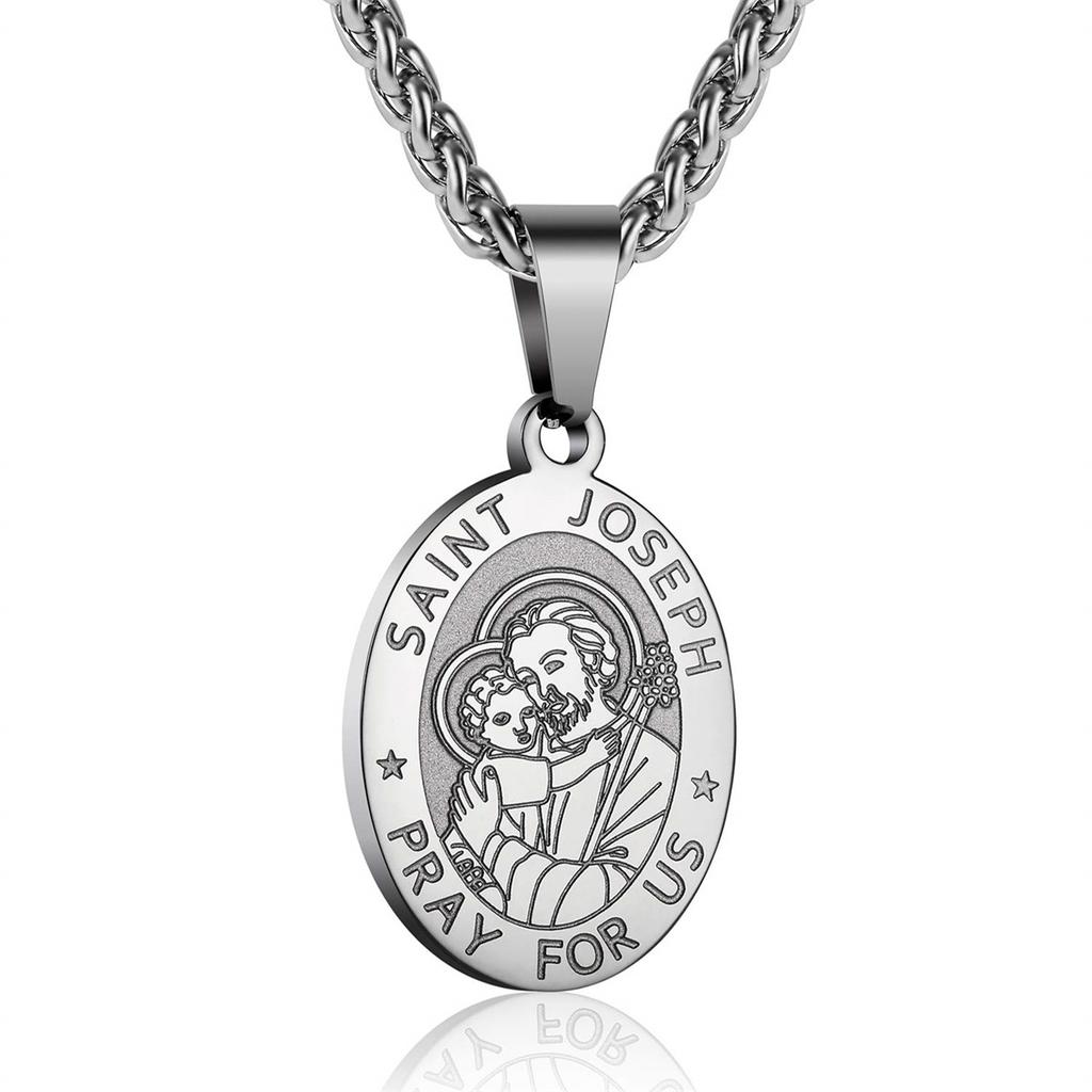 Double-sided Portrait Medal Cross Men's and Women's Pendant Necklace Jewelry