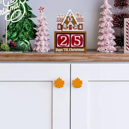 2 Pcs Decorative Knob Covers Fall Leaf Stretch Over Hardware Decorations for Autumn Kitchen Bathroom Home Dressers Decor