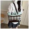 Trend Mint Green Lace Plaid Tote Bag Bowknot Polka Dot Shoulder Bag Cloth Large Capacity Patchwork Handbag Casual