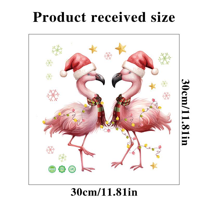 Autocolant de perete cu flamingo Moș Crăciun de desene animate Decor de Crăciun Fericit Mural Festival Decor Home Decalcomanii autoadezivi de Anul Nou
