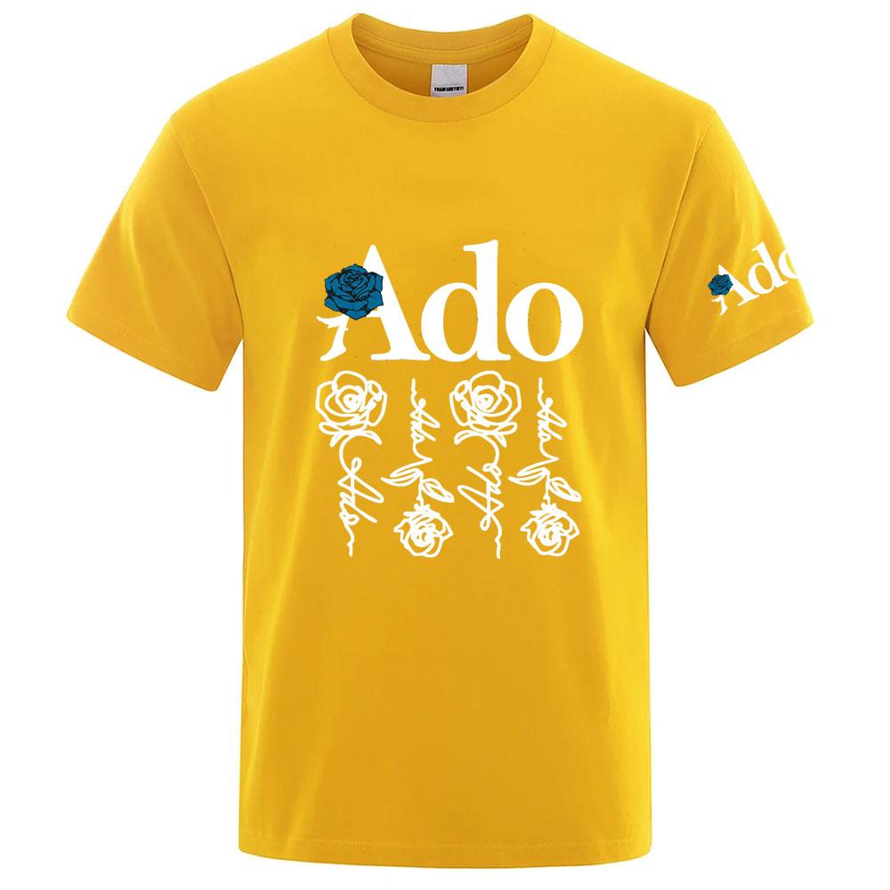 2026 Unisexs Ado World Tour Logo Print Summe Casual Solid Color Short Sleeve Tops OversizedONeck Pullover Street Unisexs TShirts