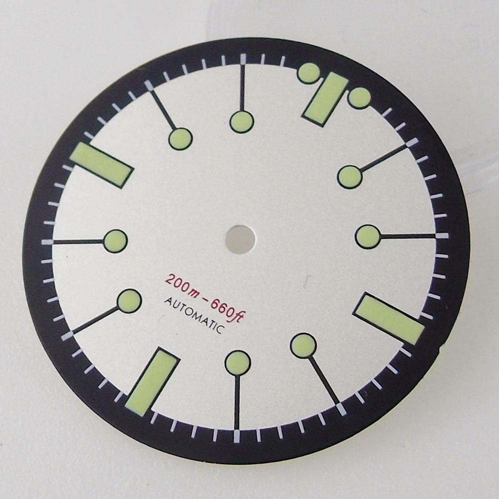 31mm Beige/Black/Red/Blue/White Sterile Dial Face Fit NH35A NH36A ETA2824 PT5000 Automatic Watch Parts Green Lume Arrow Hands