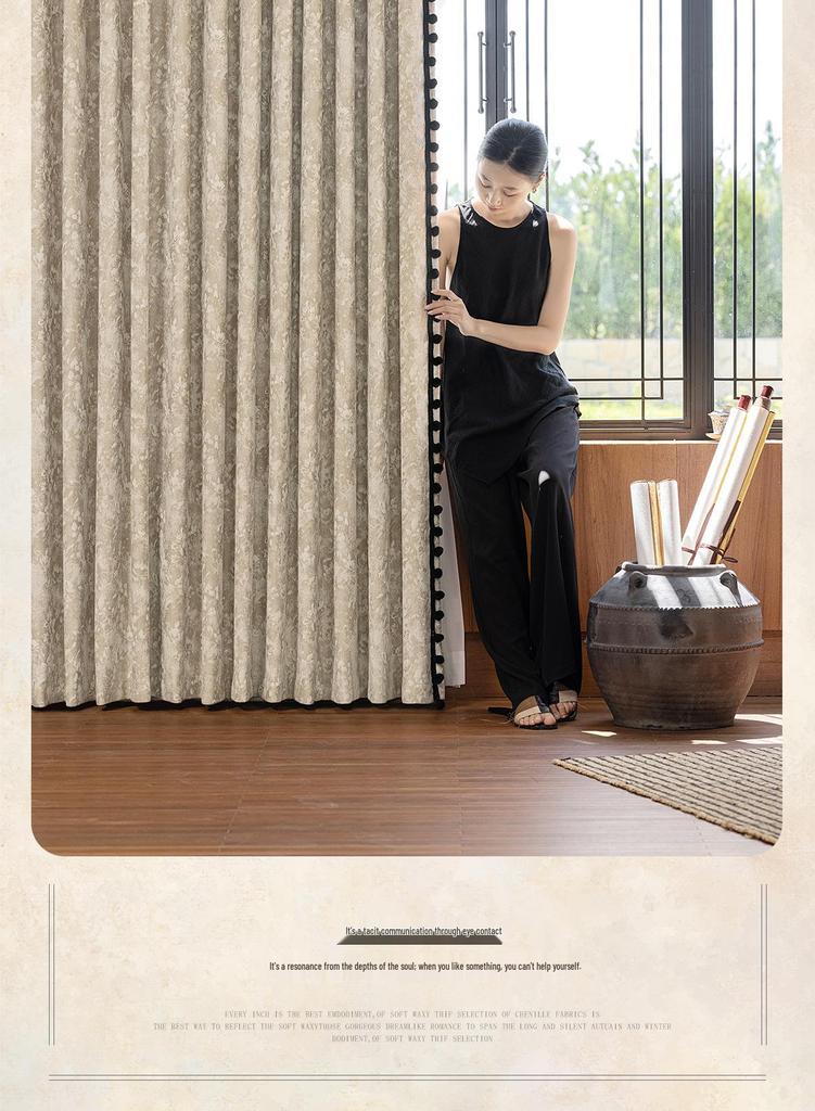 Xiaohongshu Downton Abbey Chenille Jacquard Floral Curtains for Living Room/Bedroom