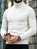 Men's Cable Knit Turtleneck Sweater with Ribbed High Neck and Long Sleeves - Classic Fitted Pullover for Fall and Winter Layering