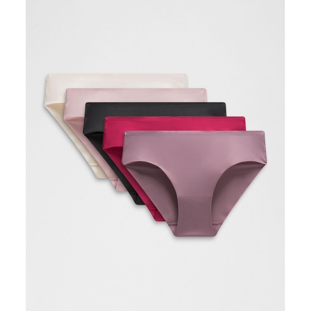 

Lululemon Invisiwear Mid Rise Bikini Underwear 5 Pack Black Pink Haze Lavender Lux Light Ivory Magenta Smoke XXL