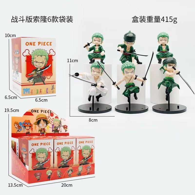 One Piece Anime Merchandise Chibi Zoro Figure Sculpture Three-Sword Style Roronoa Zoro Desktop Car Mount Decoration