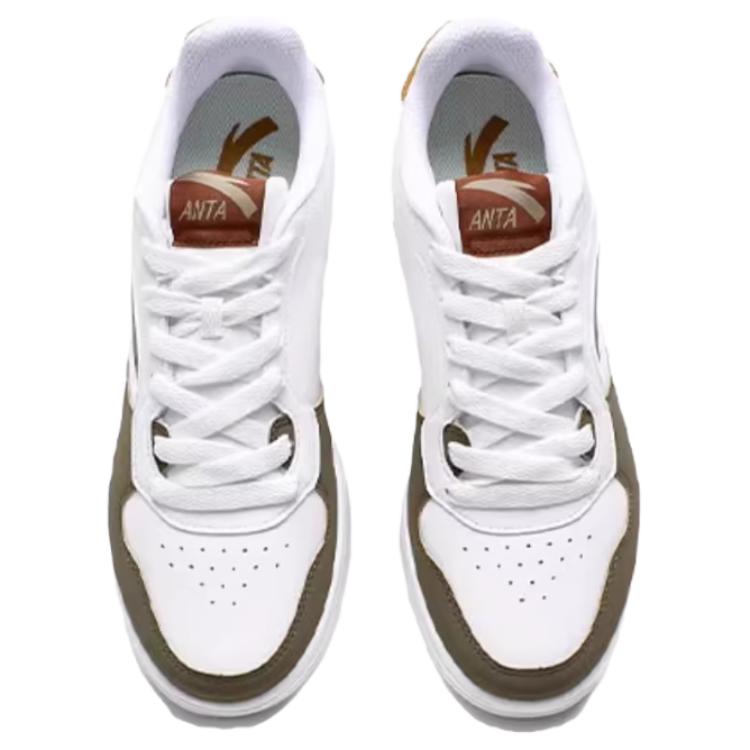 Anta Comfortable Fashionable Versatile Wear-Resistant Lightweight Increased Height Low-Top Skate Shoes Men Sneakers Green White Brown 912528003Q-2