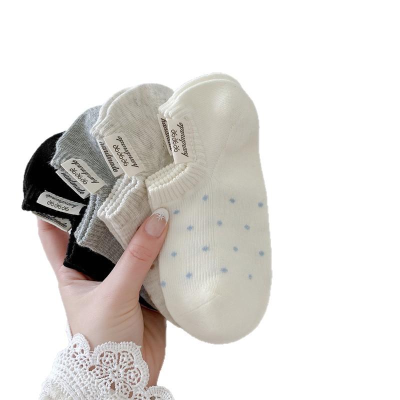 Cloth Label Polka Dot Boat Socks, Shallow Mouth Socks For Women, Not Off, And Invisible Short Socks, Polka Dot Boat Socks For Women