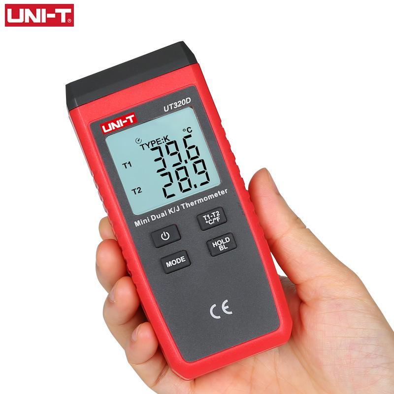 UNI-T UT320A UT320D Digital Thermometer Mini Dual Contact Thermocouple Type K J High Temperature Meter Tester -50℃ to 1200℃