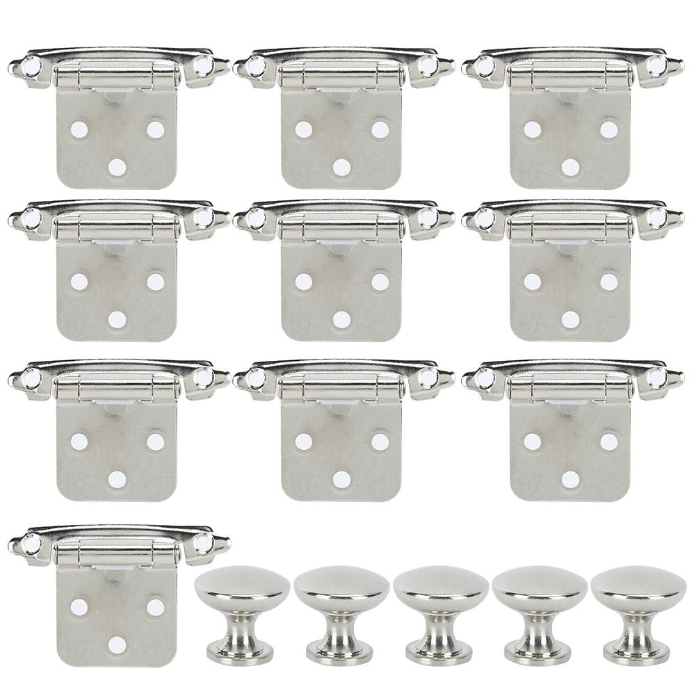 Self Closing Hinges Kit with Round Knob Handle Folding Hardware Accessory for Trailer RV Furniture