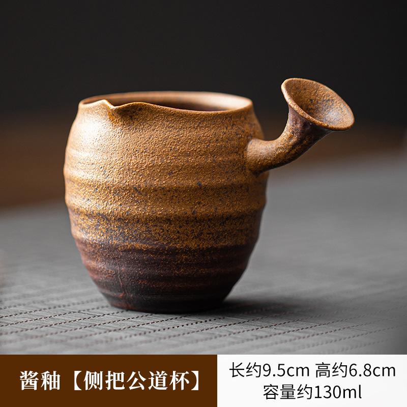 

Кувшин для чая с боковой ручкой и глазурью в стиле ретро объемом 130 мл, ручная работа, грубая керамическая чашка для ча-хай, бытовая чашка для правосудия, принадлежности для ча-хай