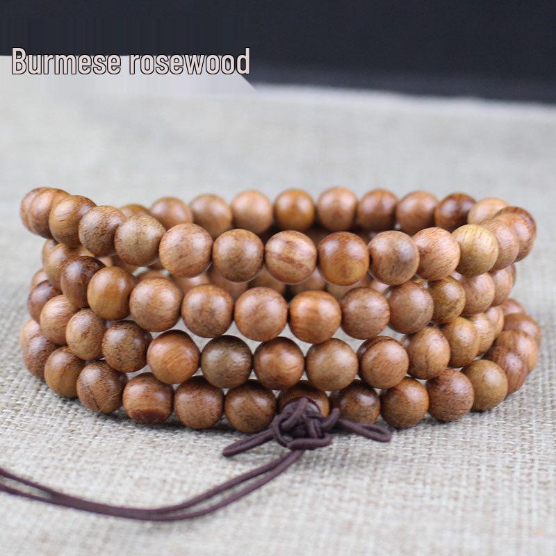 Wooden Sandalwood Buddhist Bead Bracelets - 108 Beads, Unisex Jewelry for Couples