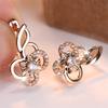 Round Stone White Zircon Hollow Flower Hoop Earrings For Women Vintage Gold Color Small Ear Buckle Wedding Jewelry Gifts