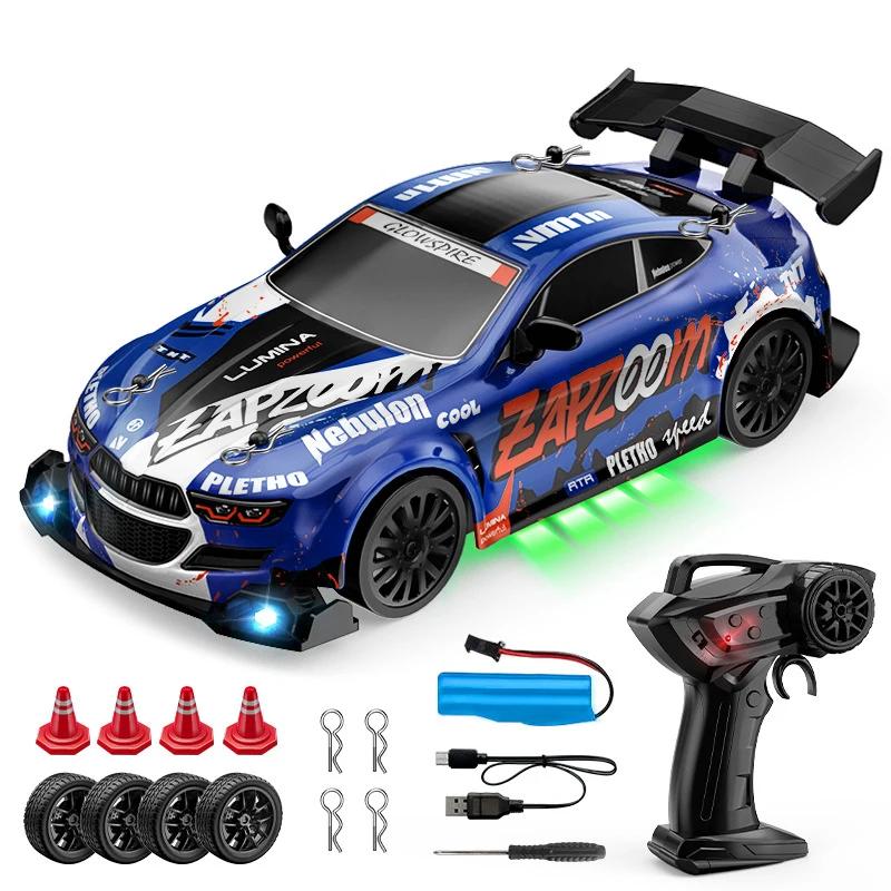 1/24 Remote Control Four-Wheel Drive Drift Sports Car With Led Lights Racing High Speed Vehicle Kids Toys Multiplayer Game Gifts