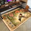 1 PZ Tappeto Antiscivolo per Pavimento con Fiori di Colibrì Compatibile per Ufficio&Soggiorno&Camera da Letto&Sala da Pranzo - Tessitura Piatta a Macchina-O399