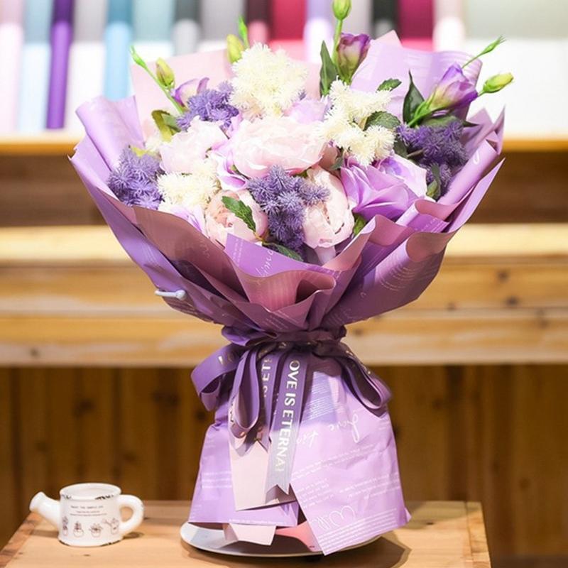 20Pcs Waterproof Floral Wrapping Paper Double Sided Elegant Letter Printed Bouquet Packing Material Bouquet Wrapping Paper