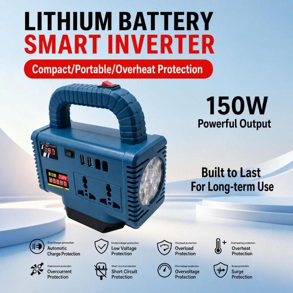 150W Portable Power Inverter DC to AC Converter for Makita 18V Battery Mobile Device Charging