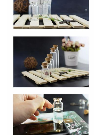 50 Mini Transparent Glass Bottles with Wooden Cork Lids for Sand Art, Wishes, and Gifts