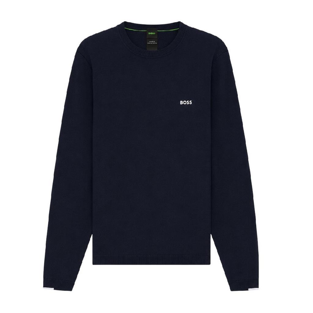 BOSS Suéter Masculino com Logo Bordado e Gola Redonda